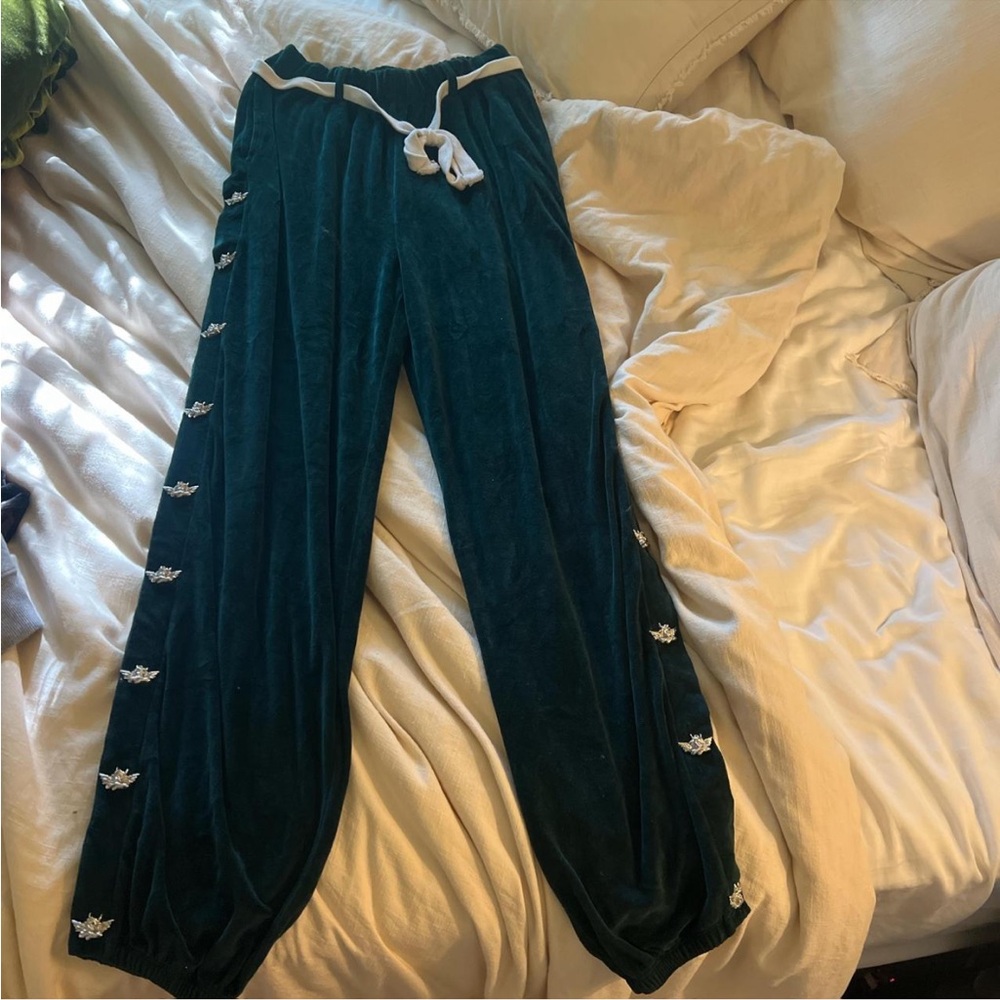 Boys Lie Velour Oh Snap Pants in Emerald